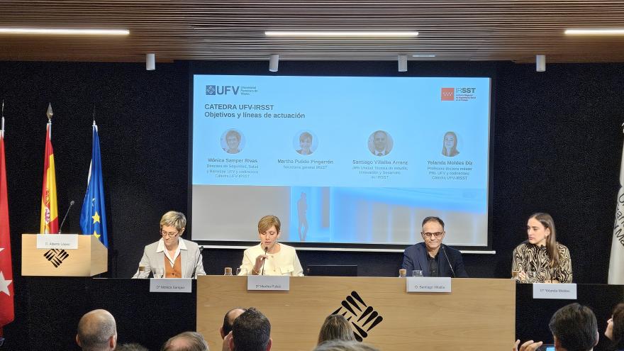 Texto Alternativo: El IRSST y la Universidad Francisco de Vitoria el Gobierno de la Comunidad de Madrid presentan su Cátedra en I+D+i