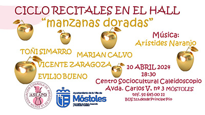 Texto Alternativo: “Manzanas doradas”, continúa los recitales de “Versos en el hall”, en el Centro Sociocultural Caleidoscopio