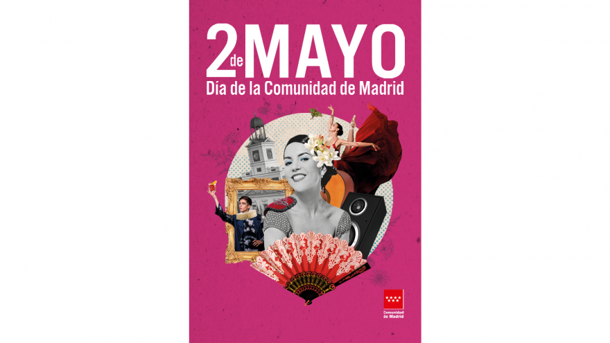 Texto Alternativo: La Comunidad de Madrid el Gobierno de la Comunidad de Madrid presenta el cartel y la programación de las fiestas del 2 de Mayo con la Puerta del Sol como principal escenario