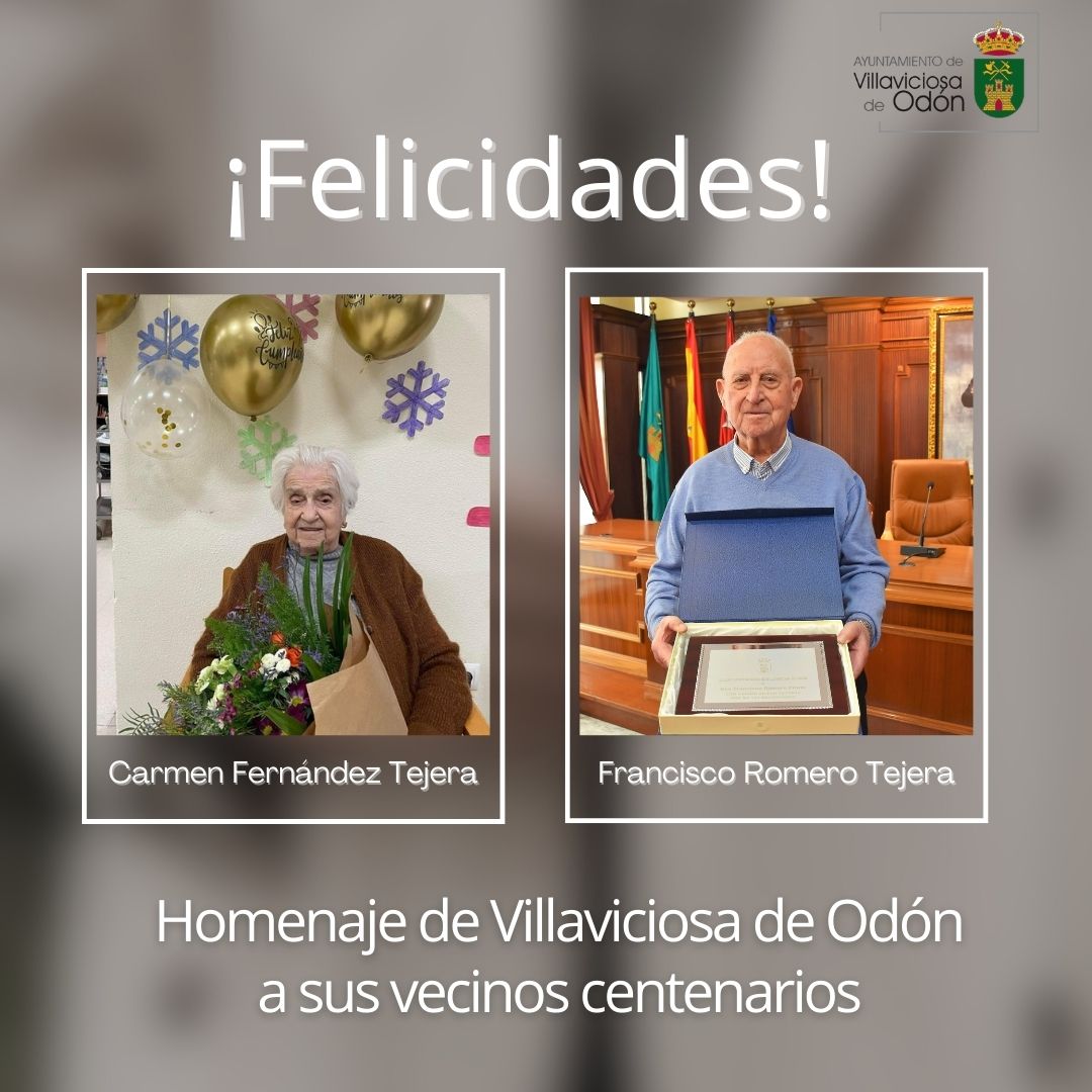 Texto Alternativo: Villaviciosa de Odón homenajea a dos de sus vecinos que han cumplido cien años