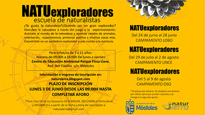 Texto Alternativo: El Ayuntamiento de Móstoles propone campamentos gratuitos “Natuexploradores”, para niños de 7 a 11 años, en junio, julio y agosto