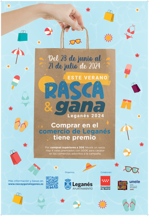 Texto Alternativo: Comienza en los comercios de Leganés la campaña ‘Rasca y Gana’, con la que los vecinos podrán conseguir cheques de 500 euros