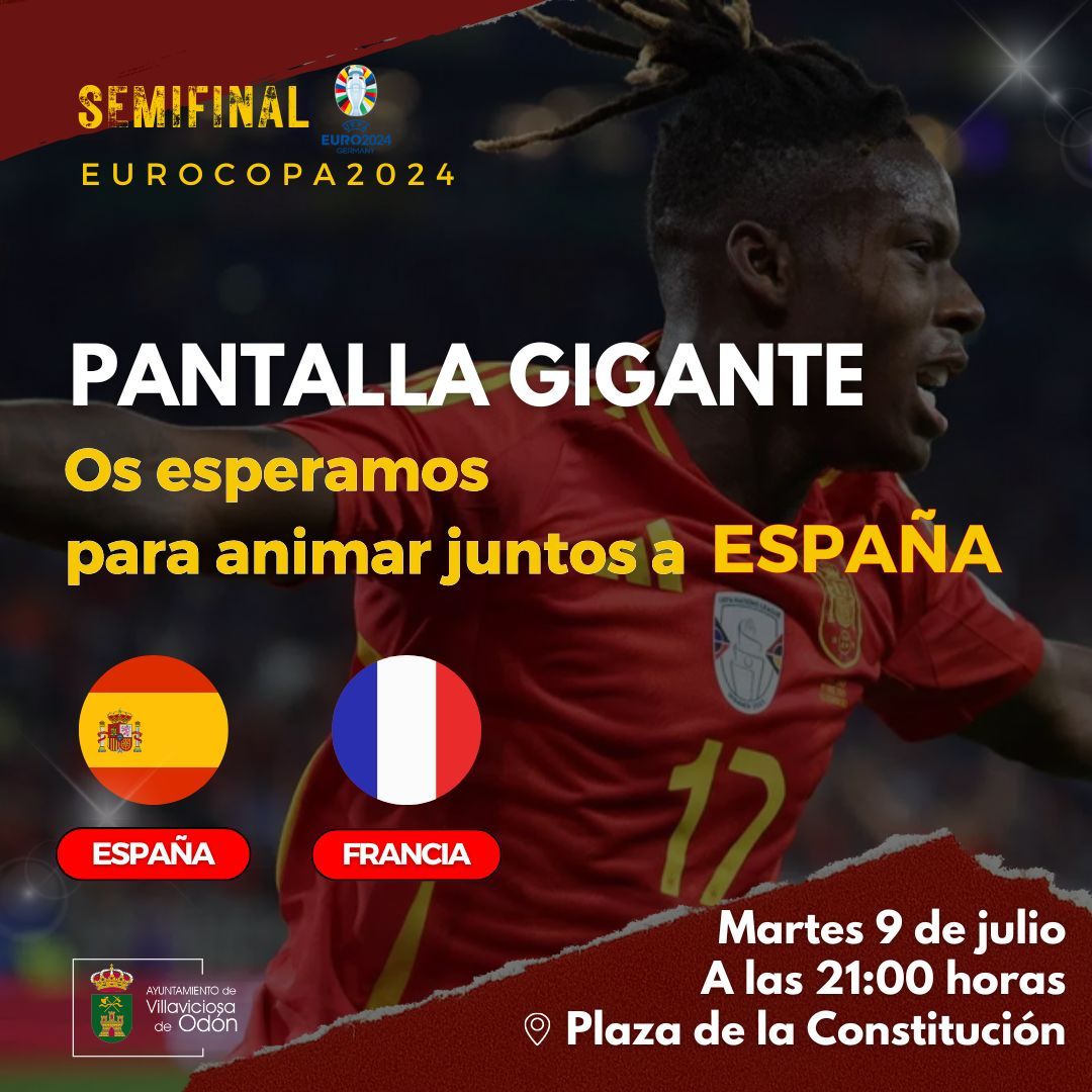 Texto Alternativo: El Ayuntamiento instalará una pantalla gigante para ver el partido de semifinales de España ante Francia