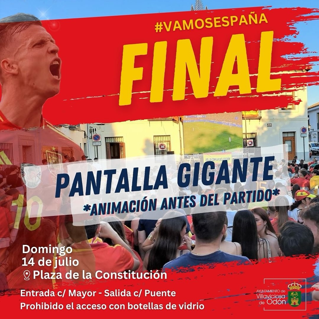 Texto Alternativo: El Ayuntamiento instalará una pantalla gigante para presenciar el partido de España en la final de la Eurocopa