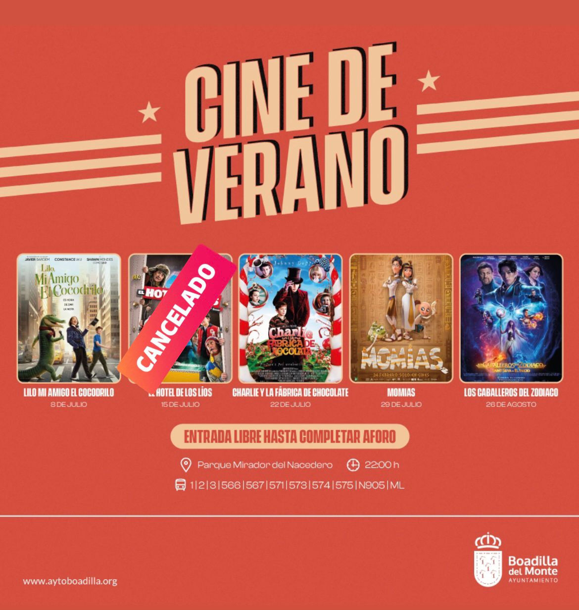 Texto Alternativo: Cancelada la sesión de Cine de Verano por las fuertes rachas de viento