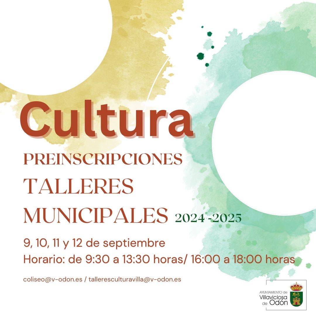 Texto Alternativo: El 9 de septiembre se abre el plazo para las preinscripciones del los talleres municipales de Cultura