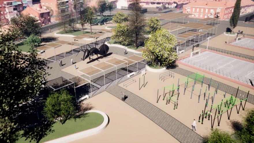 Texto Alternativo: Díaz Ayuso anuncia la construcción de un parque de 12.000 metros cuadrados en el área que ocupaba el complejo El Pilar en San Fernando de Henares