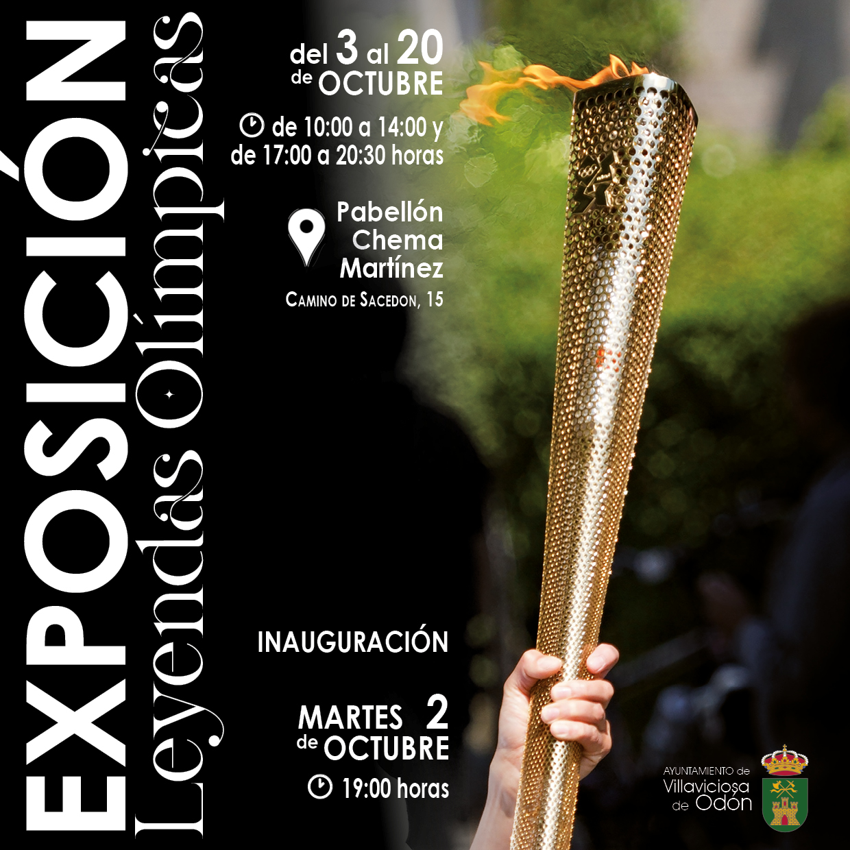 Texto Alternativo: Villaviciosa de Odón acoge hasta el 20 de octubre la exposición “Leyendas Olímpicas” en la que se pueden contemplar 15 antorchas y unos 50 objetos relacionados con las grandes gestas en los JJ.OO