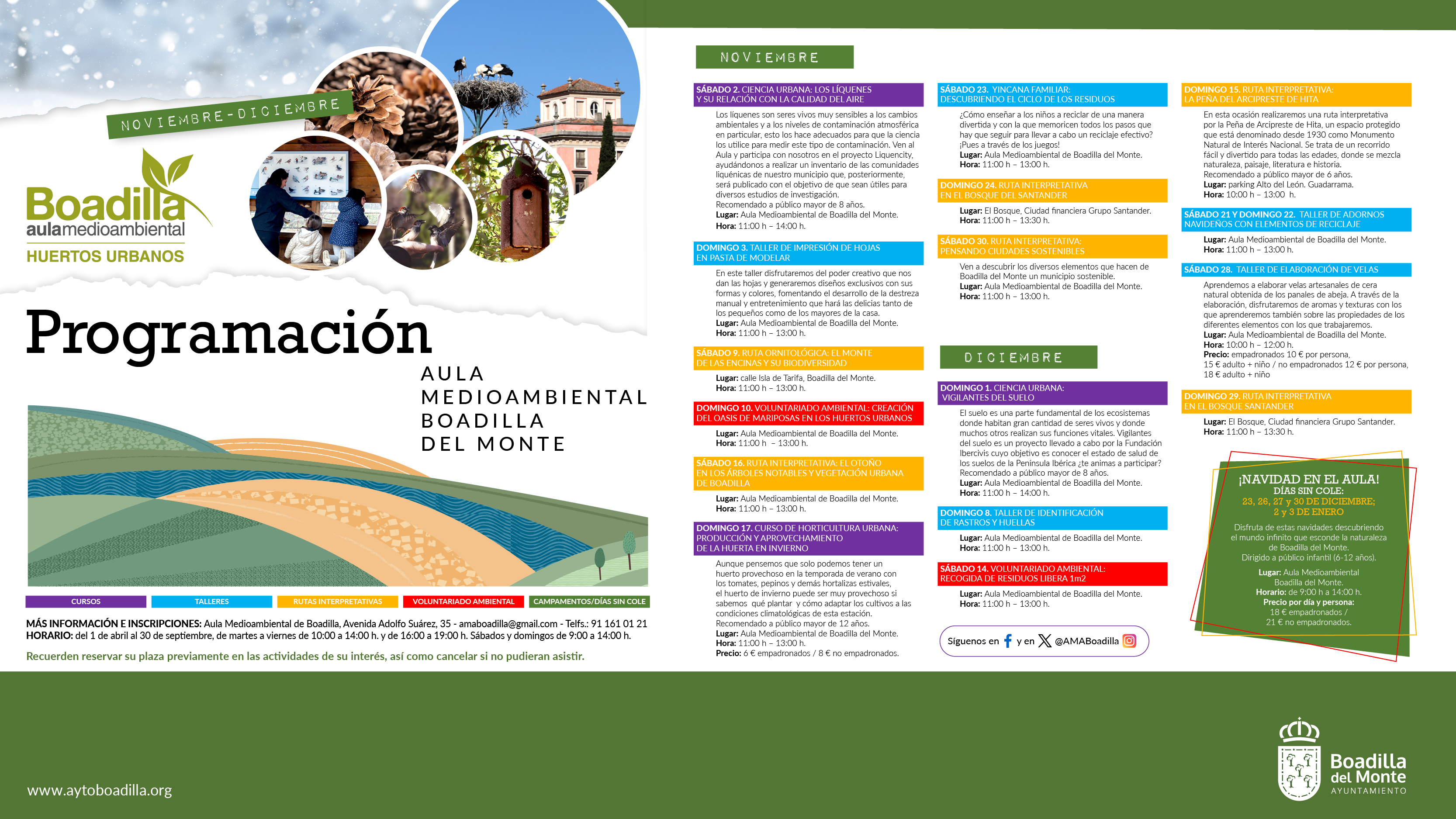 Texto Alternativo: Programación de otoño del Aula Medioambiental: talleres, rutas y actividades de voluntariado