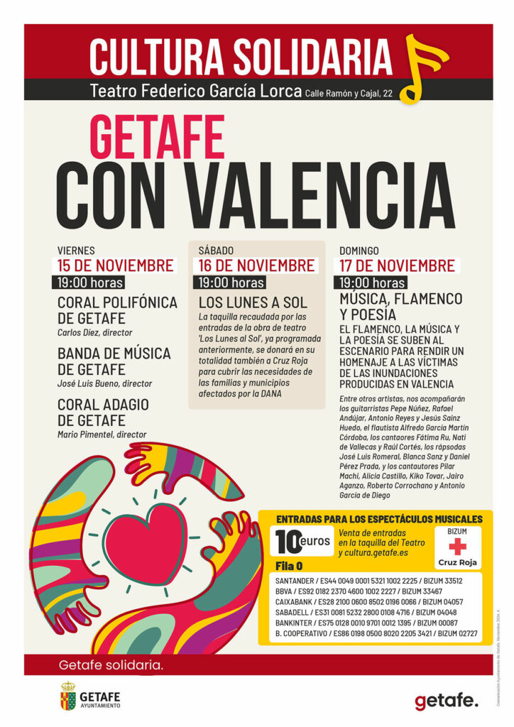 Texto Alternativo: Getafe cede la taquilla del teatro y organiza otros dos conciertos solidarios para Valencia