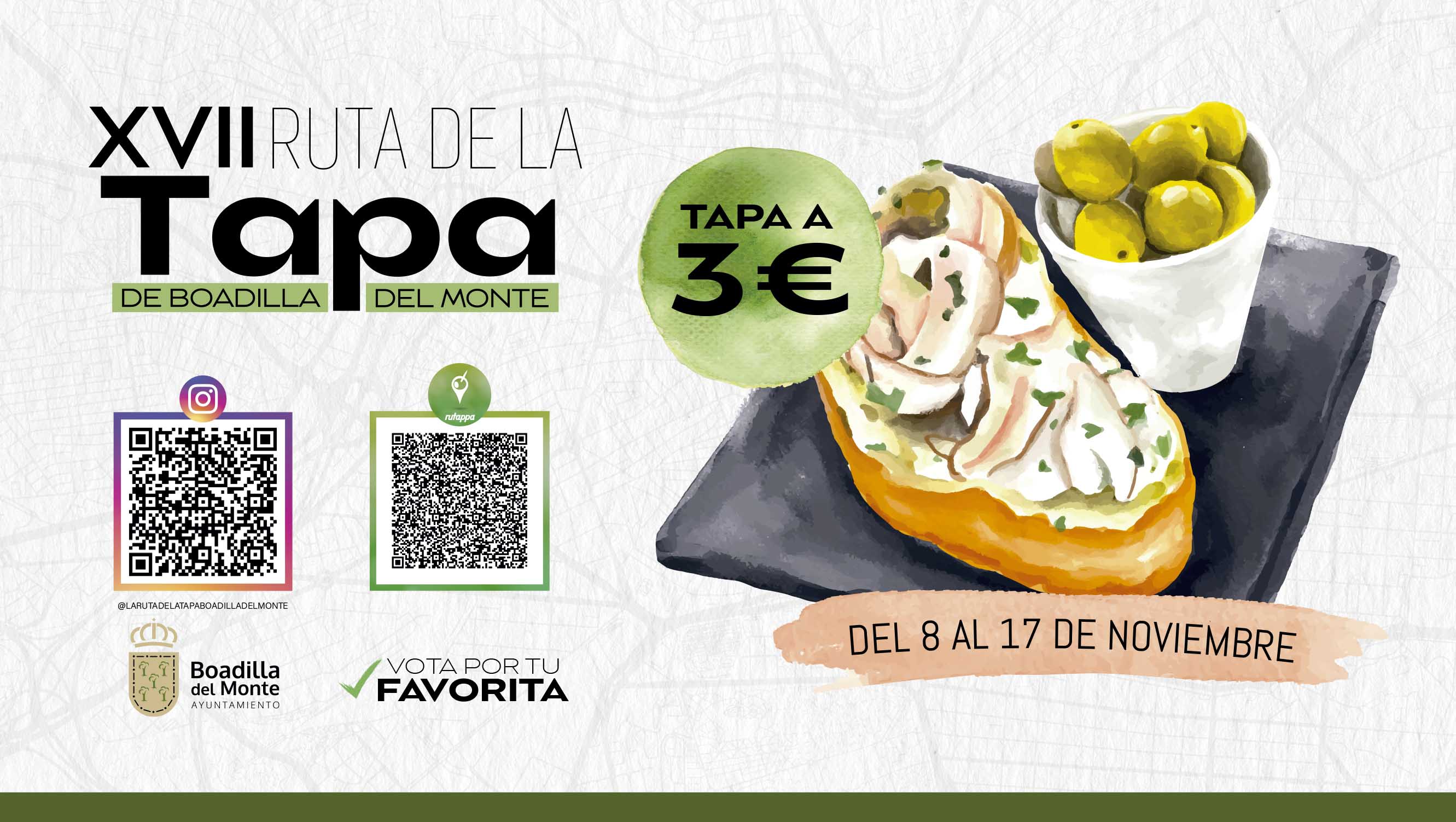 Texto Alternativo: Boadilla celebrará la Ruta de la Tapa del 8 al 17 de noviembre, con la participación de 57 bares y restaurantes