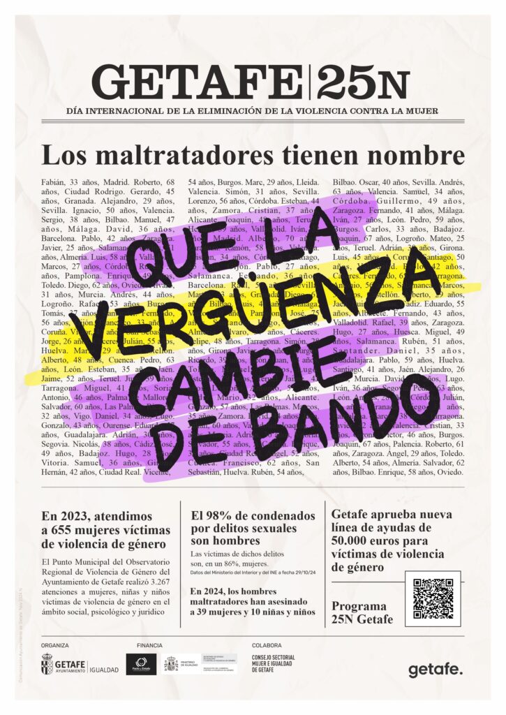 Texto Alternativo: Getafe reclama ‘que la vergüenza cambie de bando’ por el 25 de noviembre