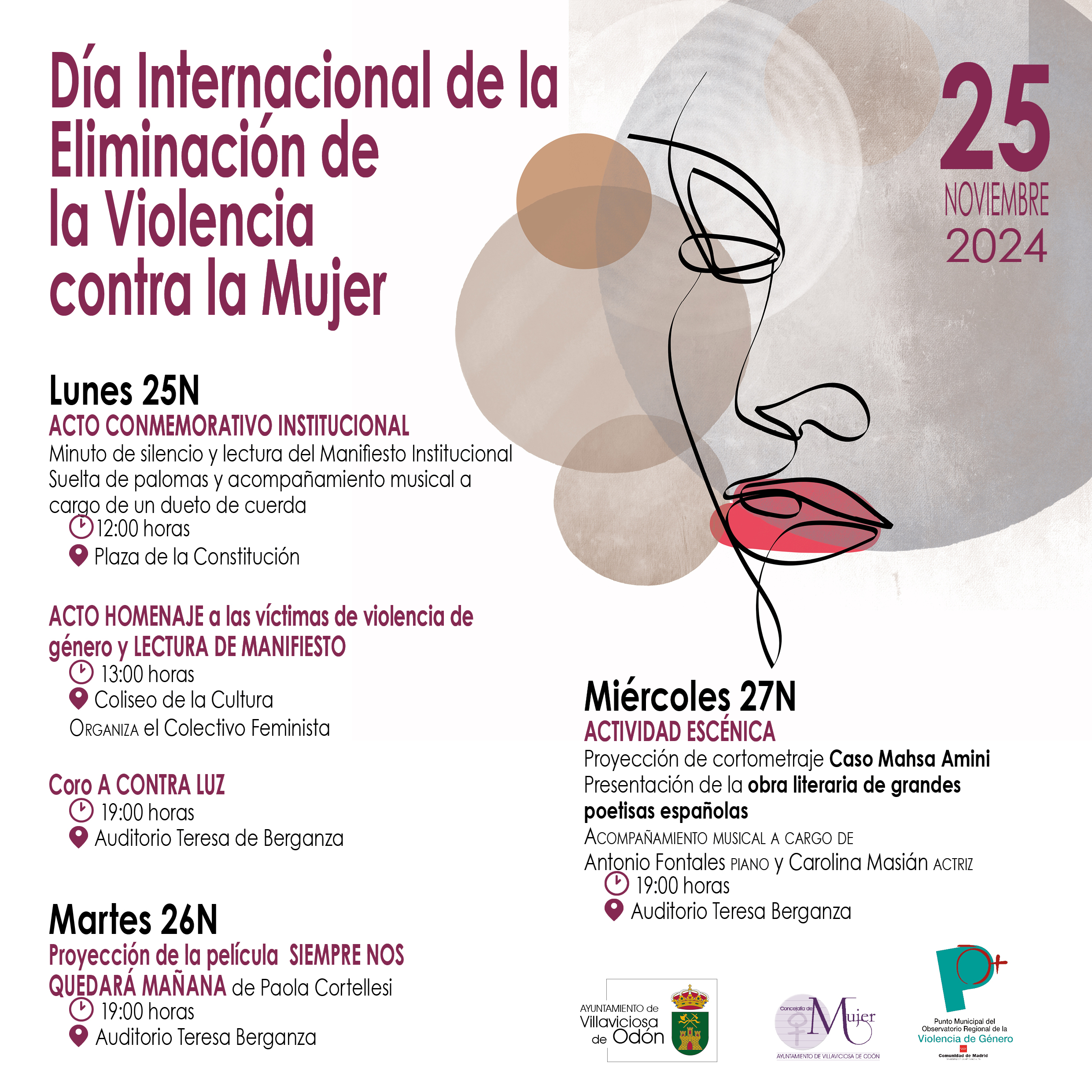Texto Alternativo: Villaviciosa de Odón programa múltiples actividades con motivo del Día Internacional para la Eliminación de la Violencia contra las Mujeres