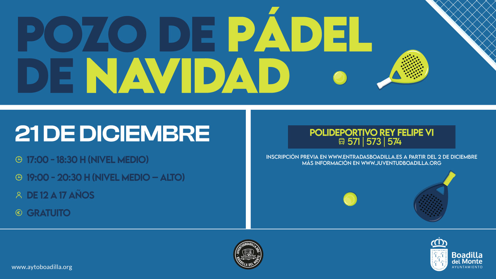 Texto Alternativo: Abierta la inscripción para participar en el pozo de pádel el próximo 21 de diciembre