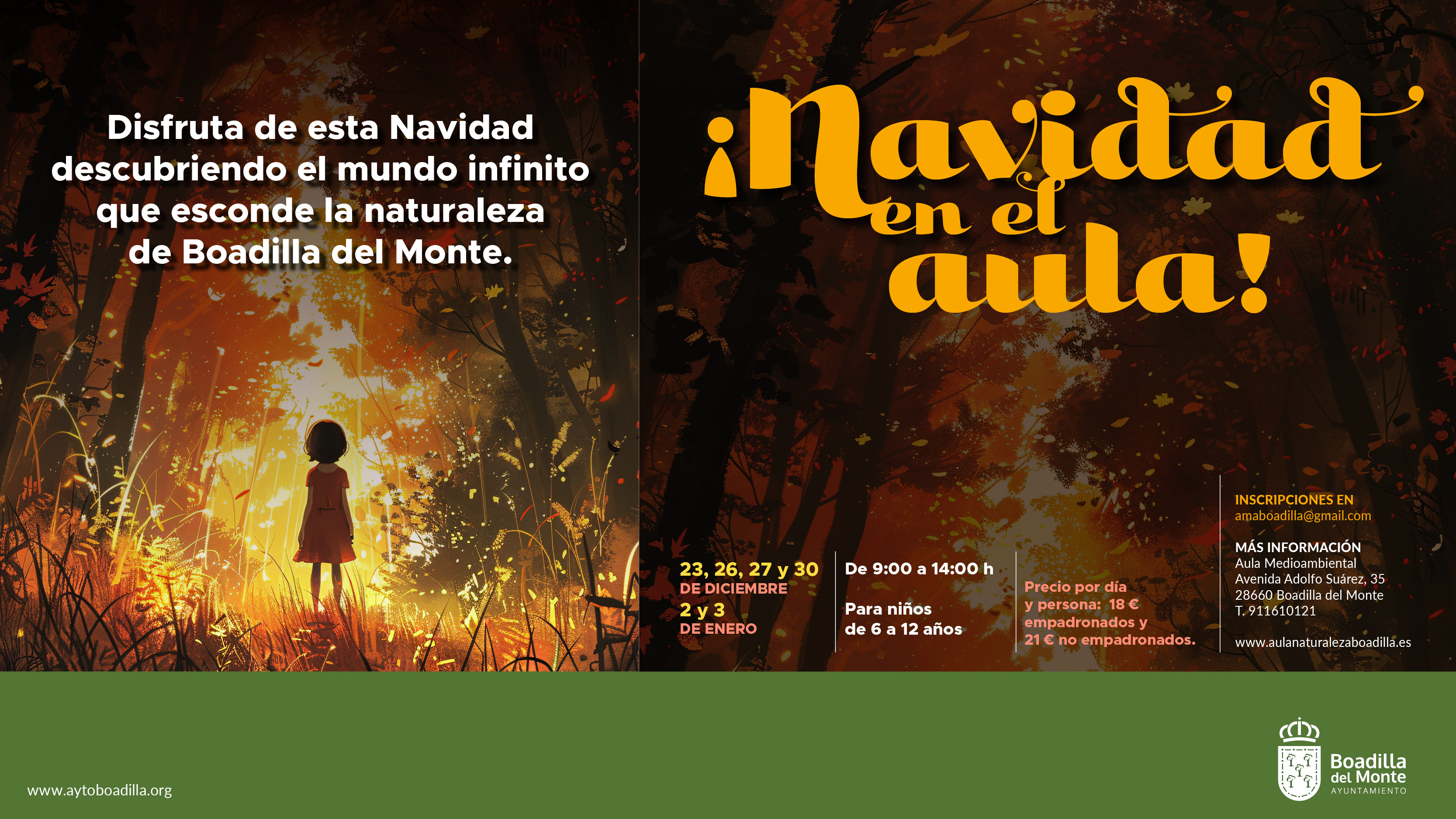 Texto Alternativo: El Aula Medioambiental ofrece un campamento de Navidad para niños de 6 a 12 años