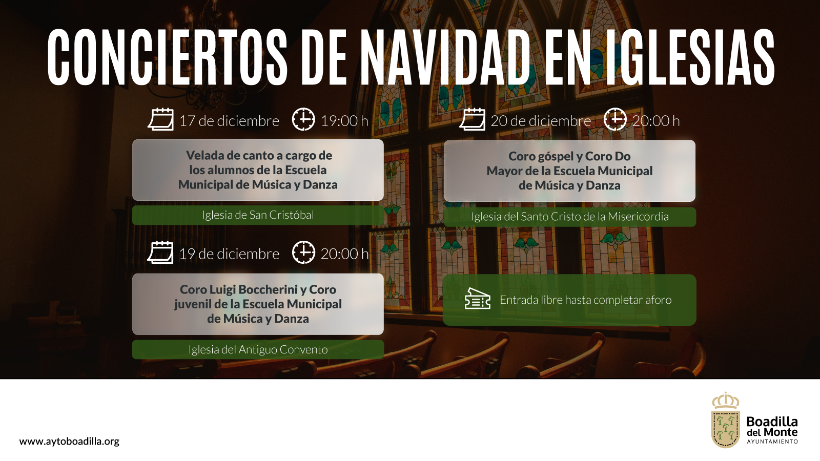 Texto Alternativo: Tres iglesias acogerán conciertos de Navidad a cargo de coros de la Escuela Municipal de Música y Danza