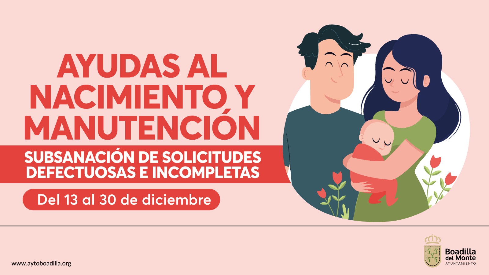 Texto Alternativo: Abierto el plazo para subsanar las solicitudes defectuosas e incompletas de las ayudas de nacimiento
