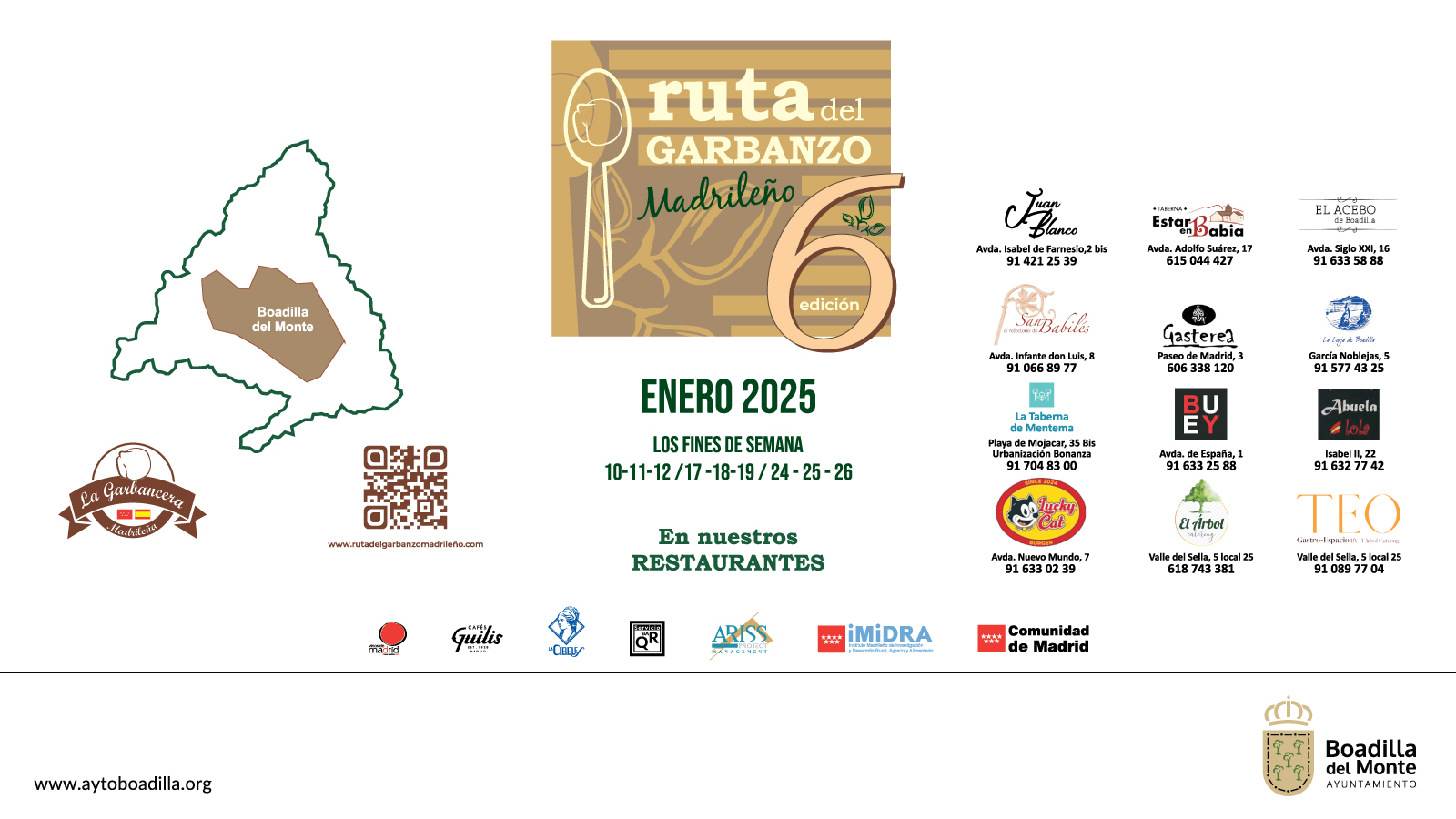 Texto Alternativo: Doce restaurantes de Boadilla participarán este año en la Ruta del Garbanzo
