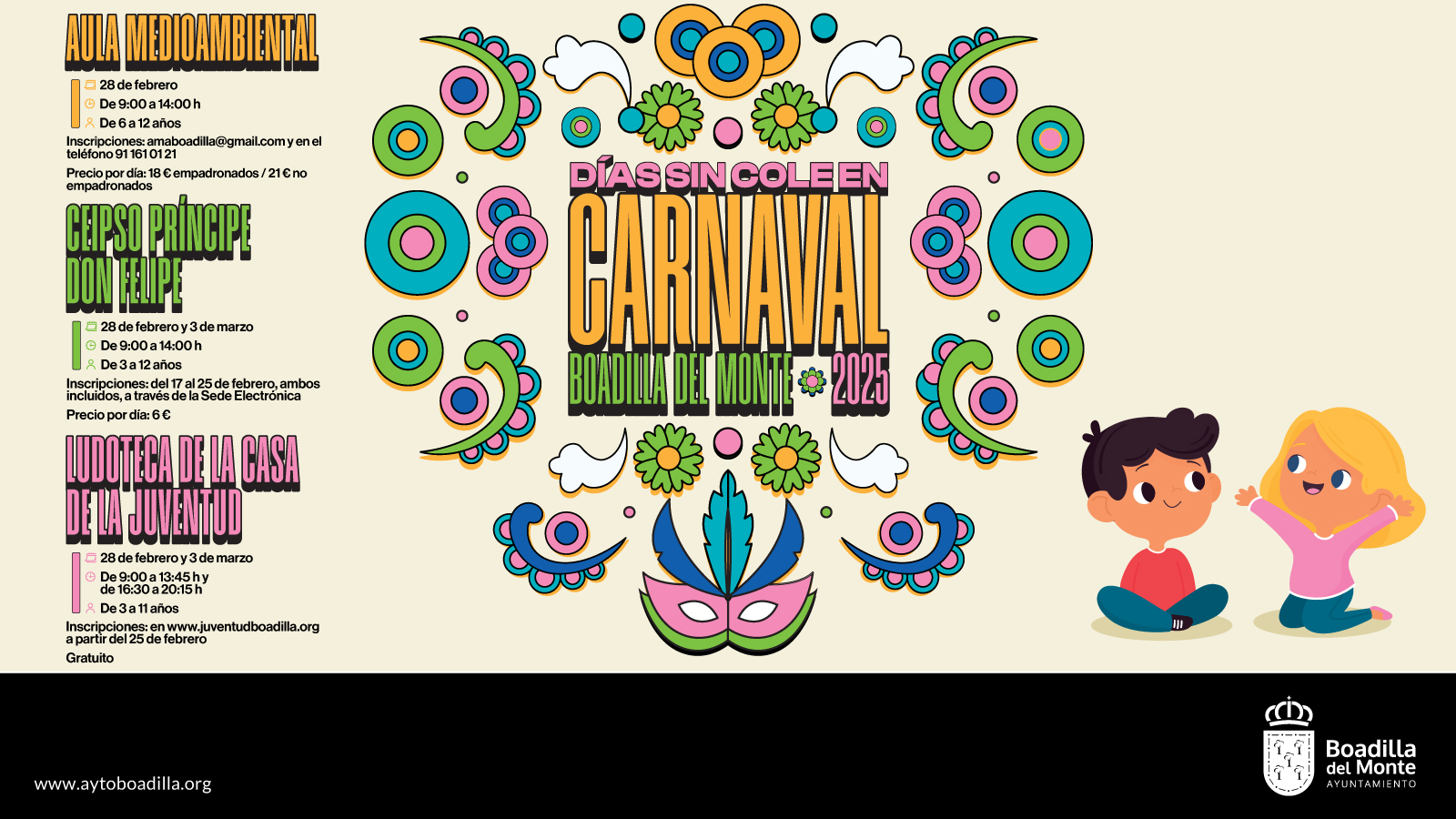 Texto Alternativo: El Ayuntamiento ofrece Días sin Cole para las jornadas no lectivas de Carnaval