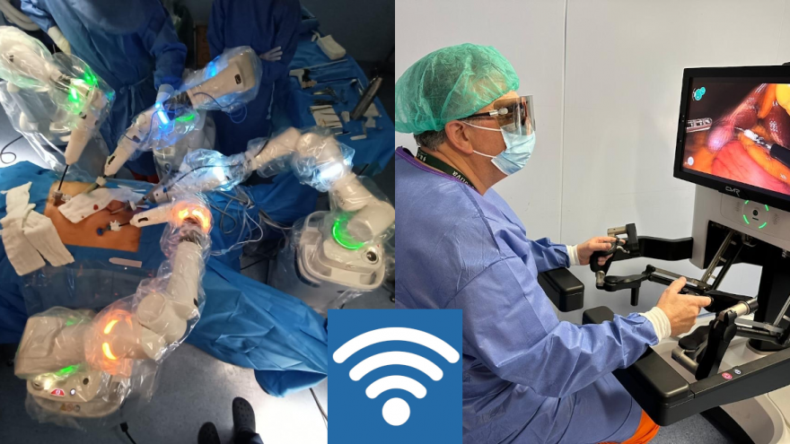 Texto Alternativo: El Hospital público Ramón y Cajal retransmite por primera vez en España una operación con un nuevo robot para cirugías