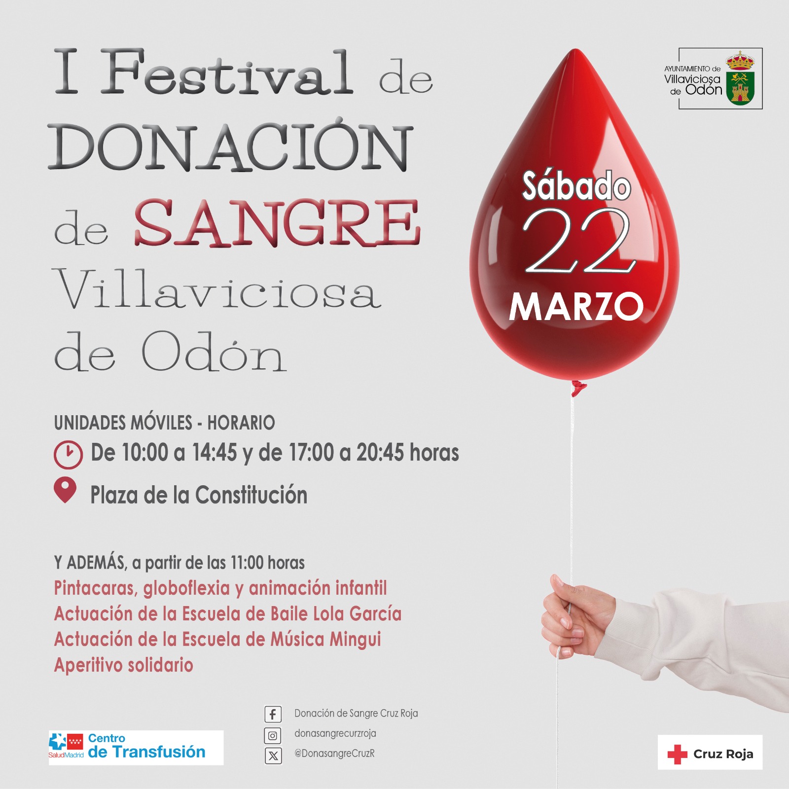 Texto Alternativo: Villaviciosa de Odón celebra el I Festival de Donación de Sangre el sábado 22 de marzo