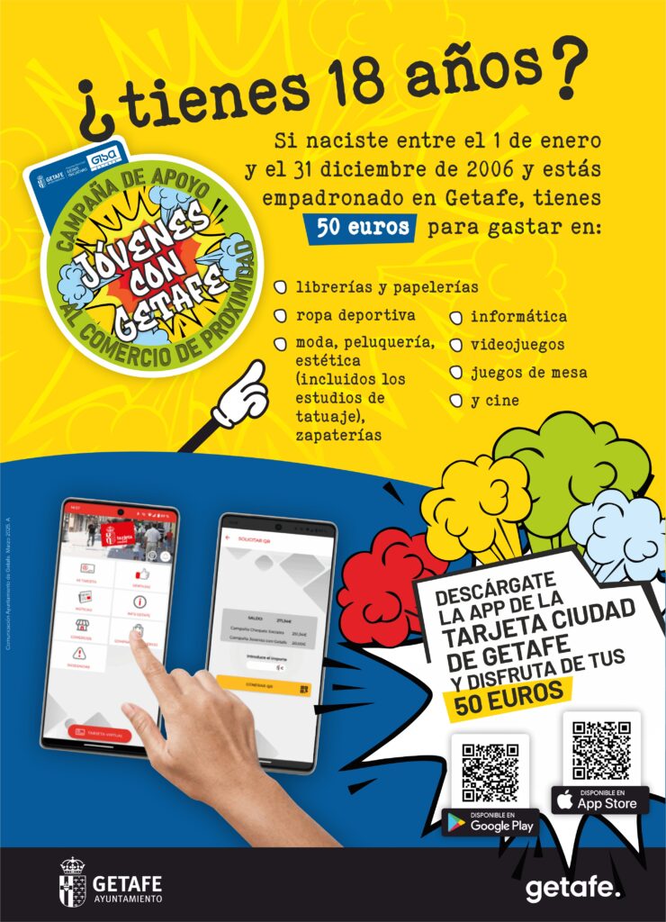 Texto Alternativo: Getafe ofrece 50 euros a los jóvenes para apoyar el comercio local