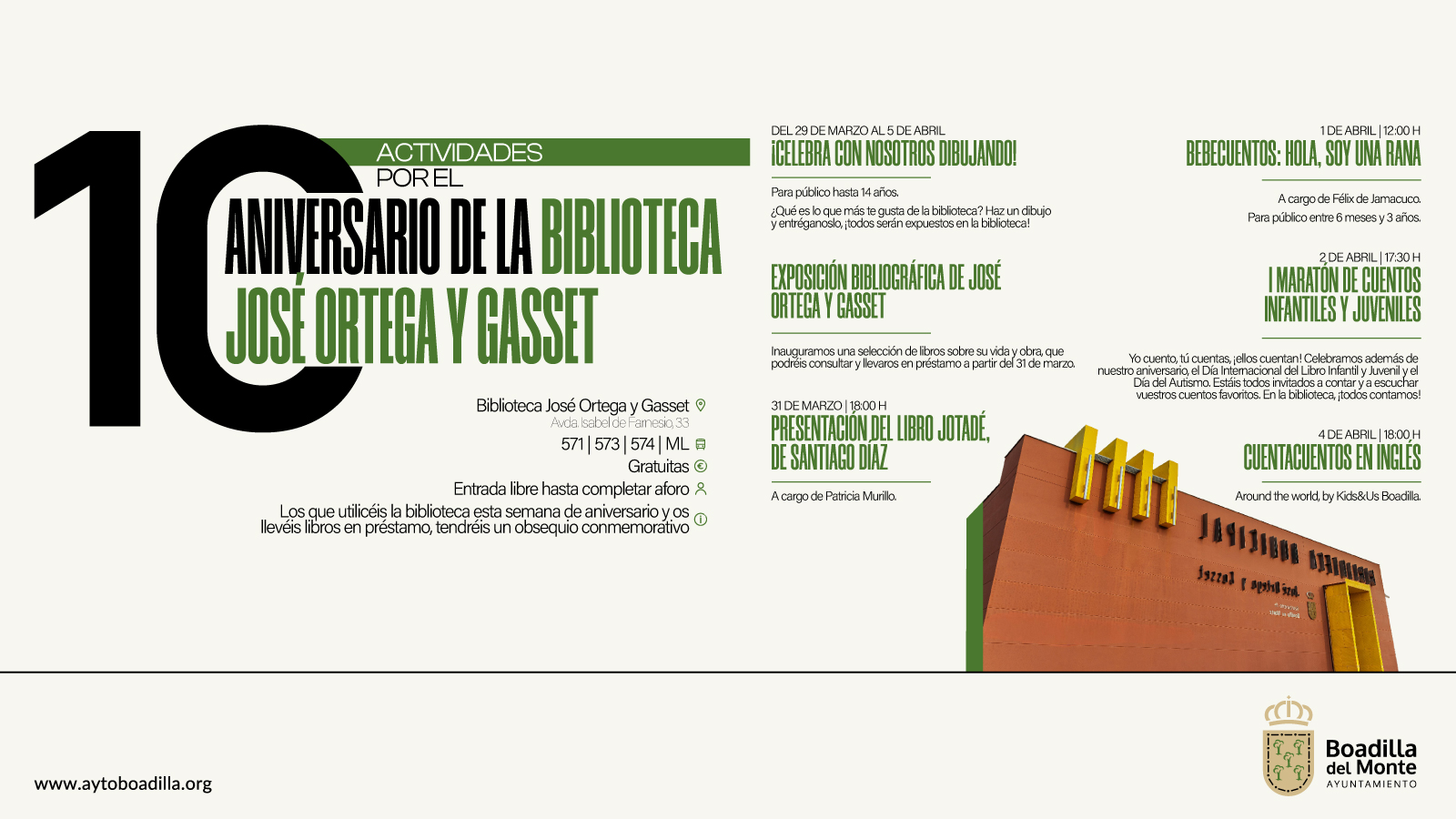 Texto Alternativo: La biblioteca José Ortega y Gasset celebra su décimo aniversario con múltiples actividades