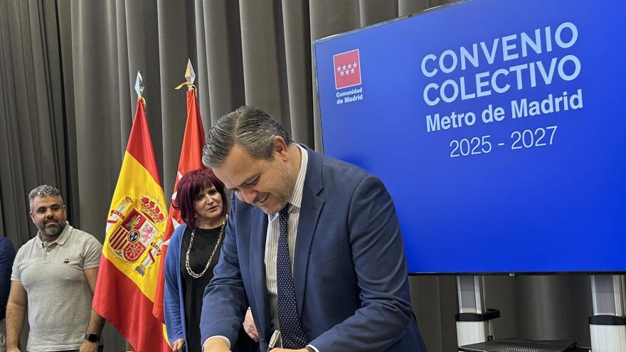 Texto Alternativo: La Comunidad de Madrid rubrica el nuevo convenio colectivo de Metro 2025/2027, que mejora las condiciones laborales de sus 7.200 empleados