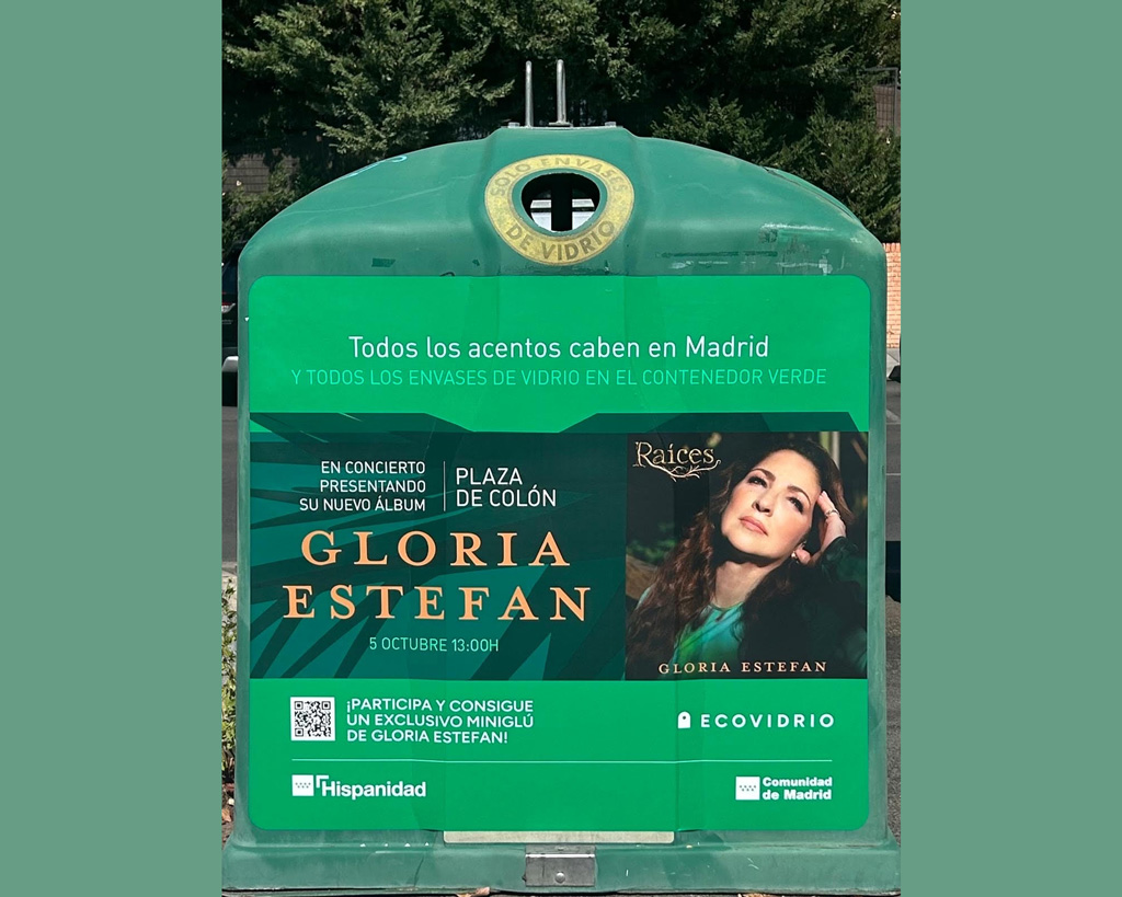 Texto Alternativo: Nueva campaña del Ayuntamiento de Leganés y Ecovidrio para potenciar el reciclaje, con la imagen de Gloria Estefan