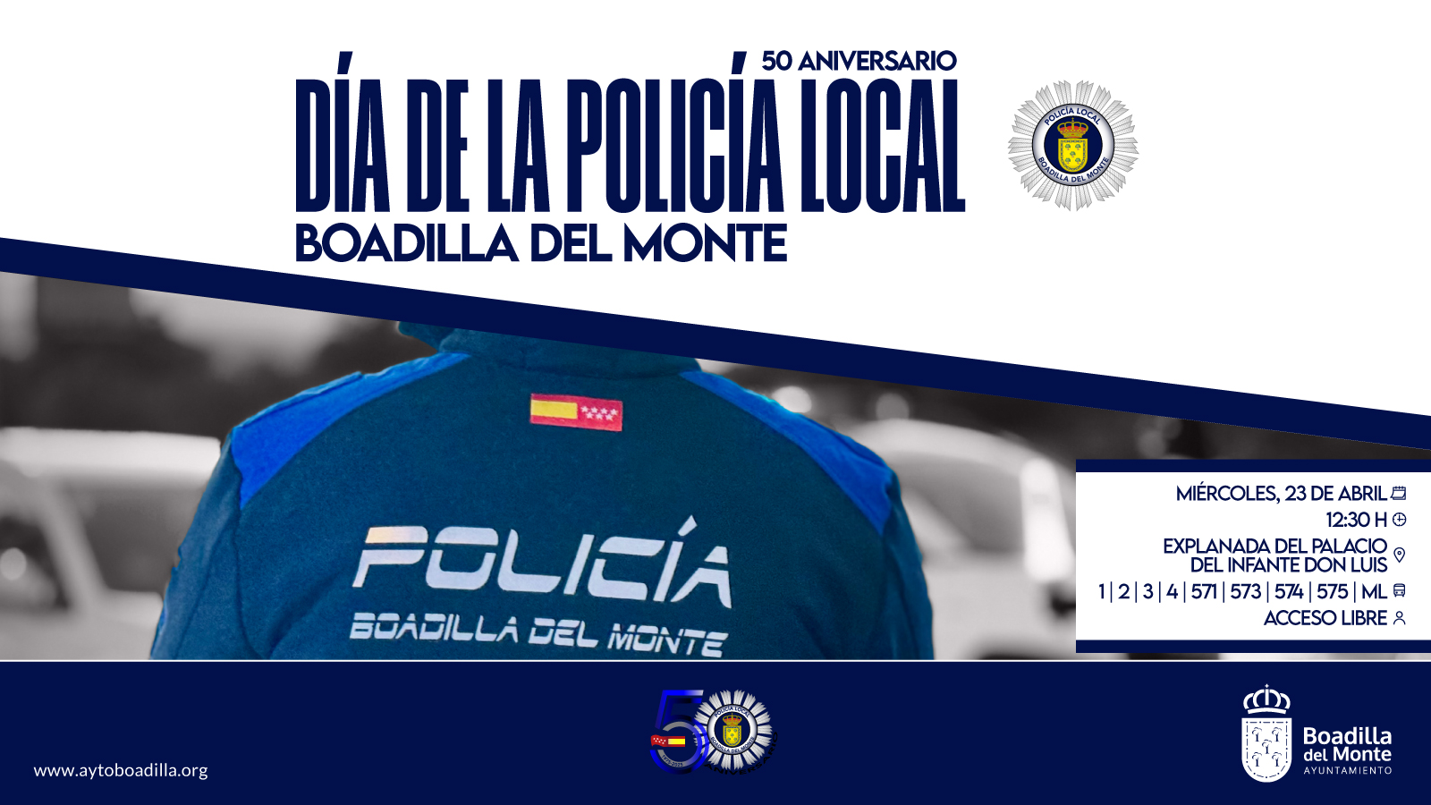 Texto Alternativo: Boadilla celebrará el 50 aniversario de la Policía Local con un acto el 23 de abril en la explanada del Palacio