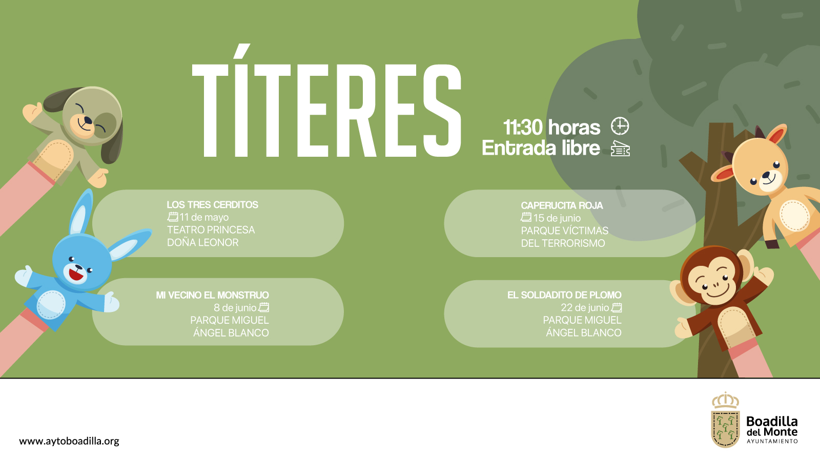 Texto Alternativo: Boadilla ofrece a los más pequeños cuatro nuevas sesiones de títeres esta primavera