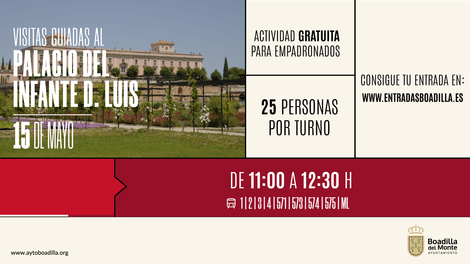 Texto Alternativo: El Palacio del Infante D. Luis ofrecerá visitas guiadas el próximo día 15, a las 11:00 y a las 12:30 horas