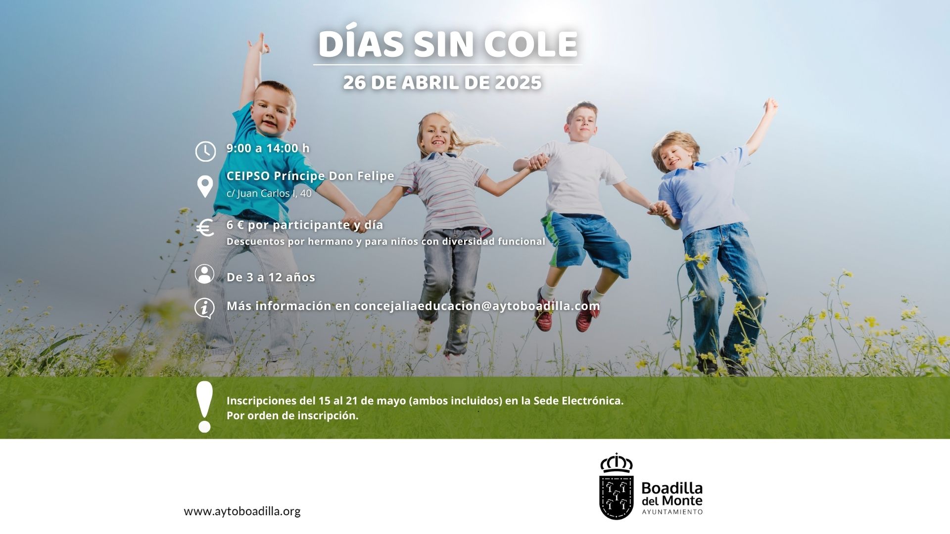 Texto Alternativo: Abierta la inscripción para el Día sin Cole del 26 de mayo en el CEIPSO Príncipe D. Felipe