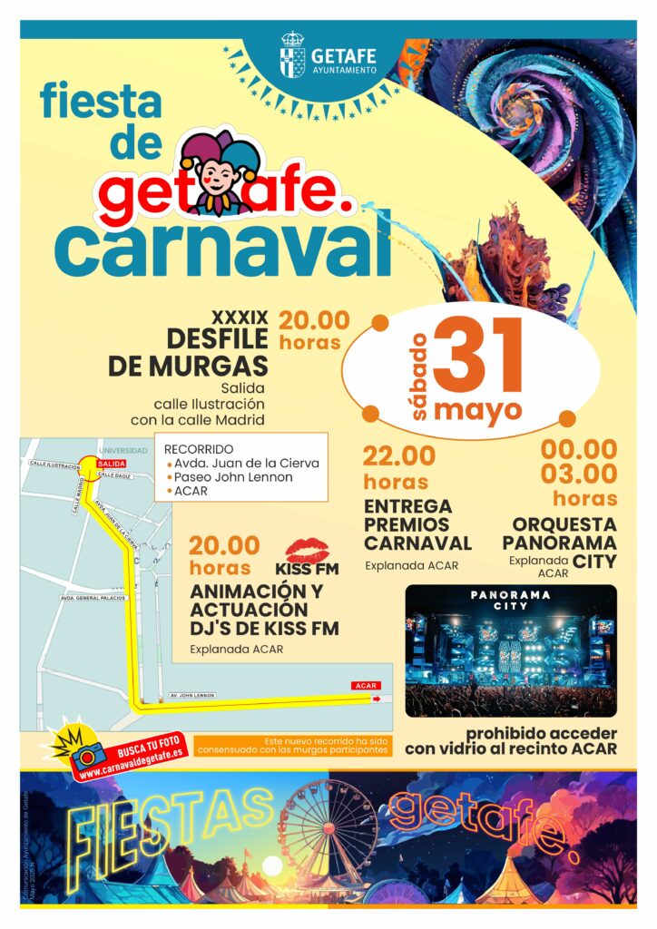 Texto Alternativo: Getafe se viste de Carnaval el 31 de mayo con Desfile de Murgas y música en directo