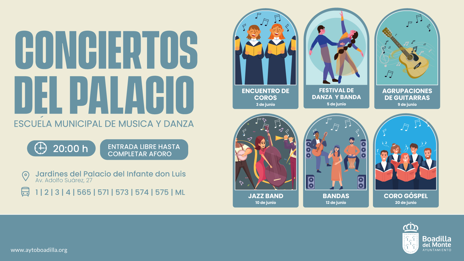 Texto Alternativo: La Escuela Municipal de Música y Danza ofrecerá sus actuaciones de fin de curso y conciertos en el Palacio