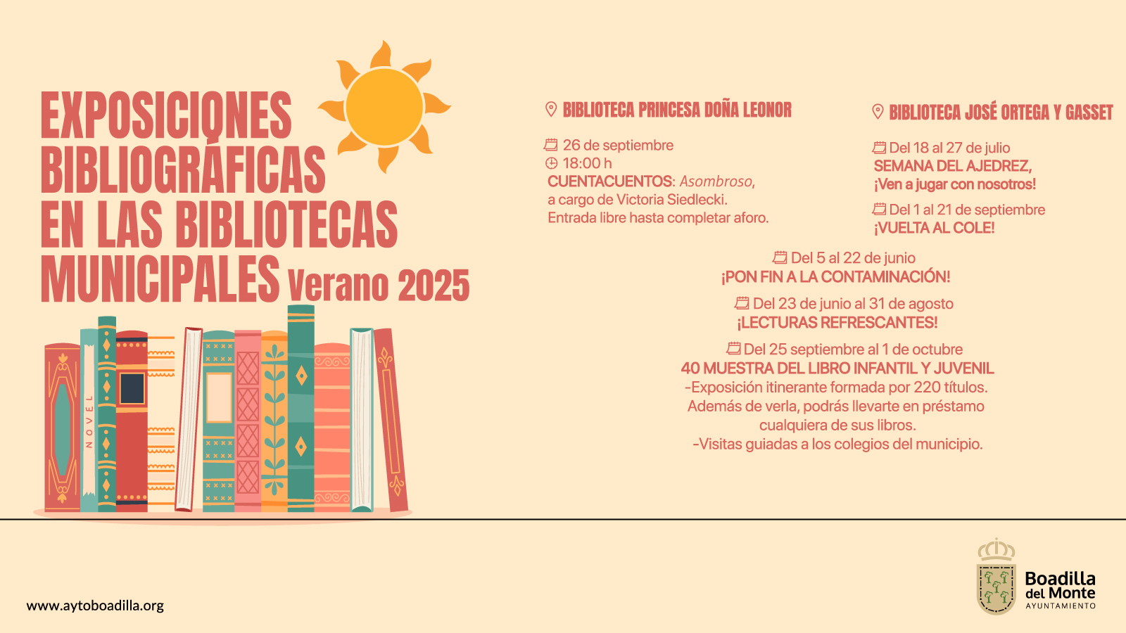 Texto Alternativo: Las bibliotecas de Boadilla ofrecerán distintas actividades durante este verano
