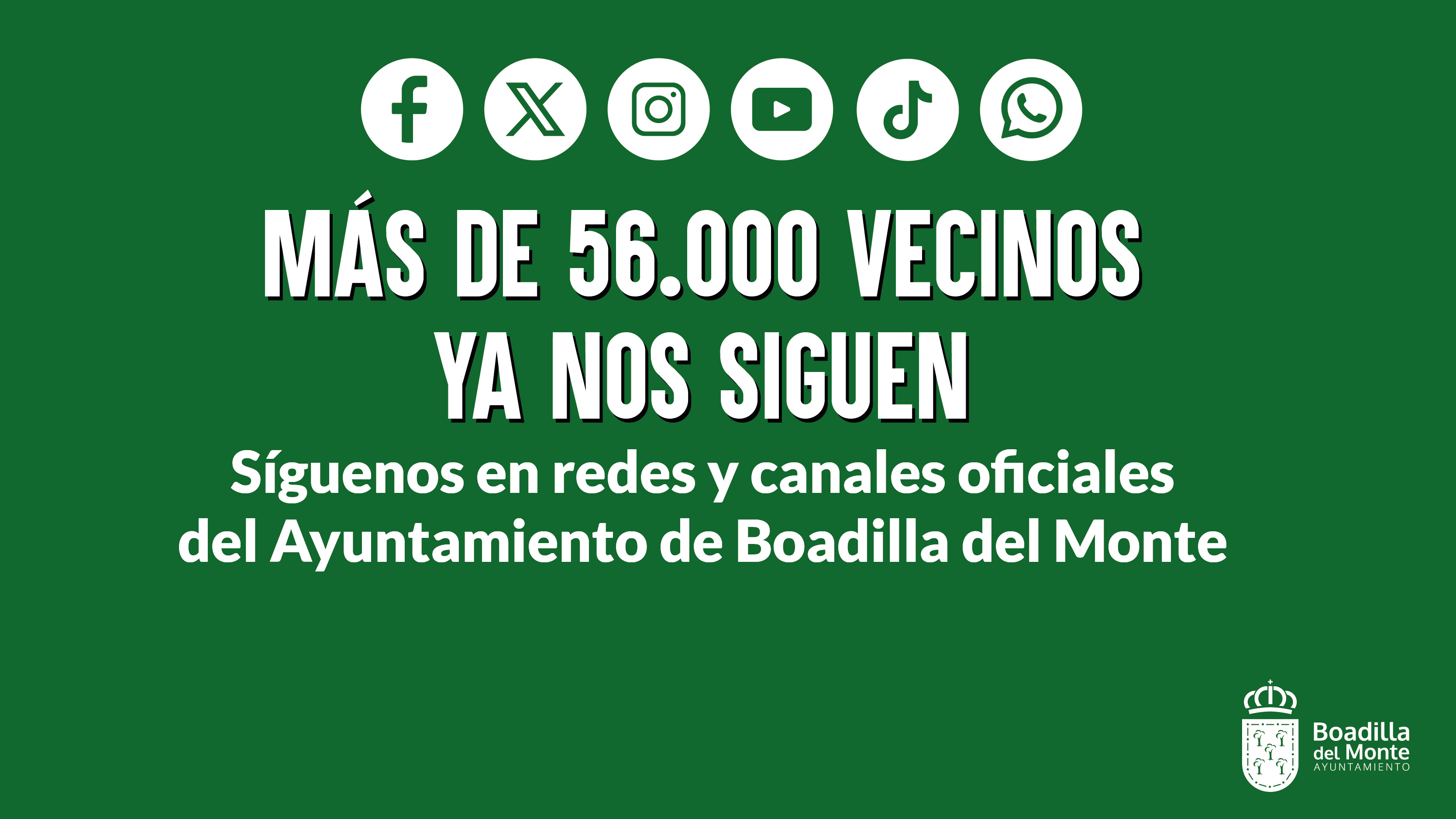 Texto Alternativo: El Ayuntamiento de Boadilla suma más de 56.000 seguidores en sus redes sociales y canales de difusión