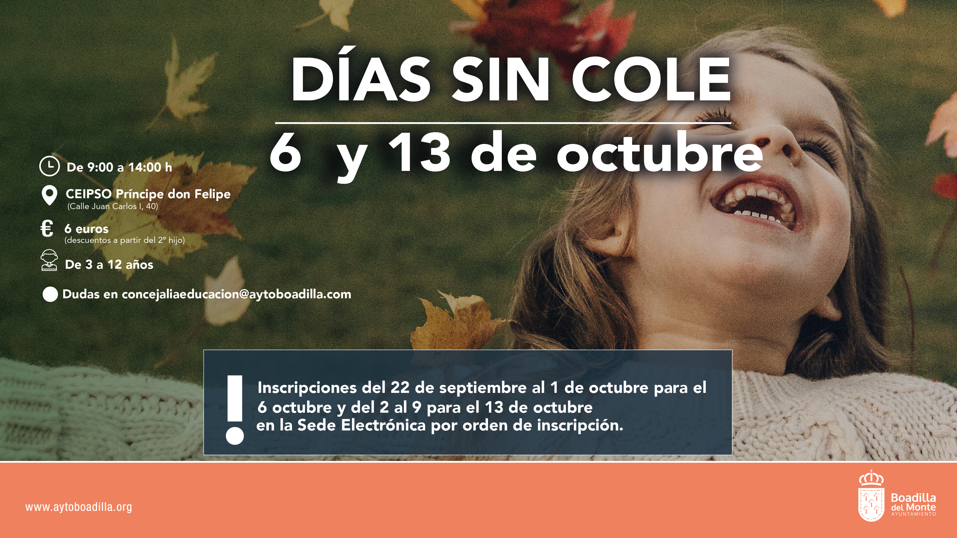 Texto Alternativo: Abierta la inscripción para los Días sin Cole del 6 y el 13 de octubre