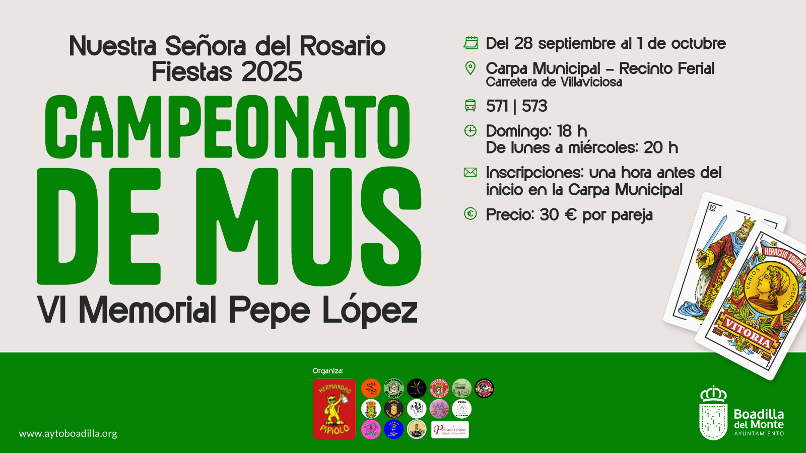Texto Alternativo: El Campeonato de Mus se celebrará del 28 de septiembre al 1 de octubre en la carpa del Recinto Ferial