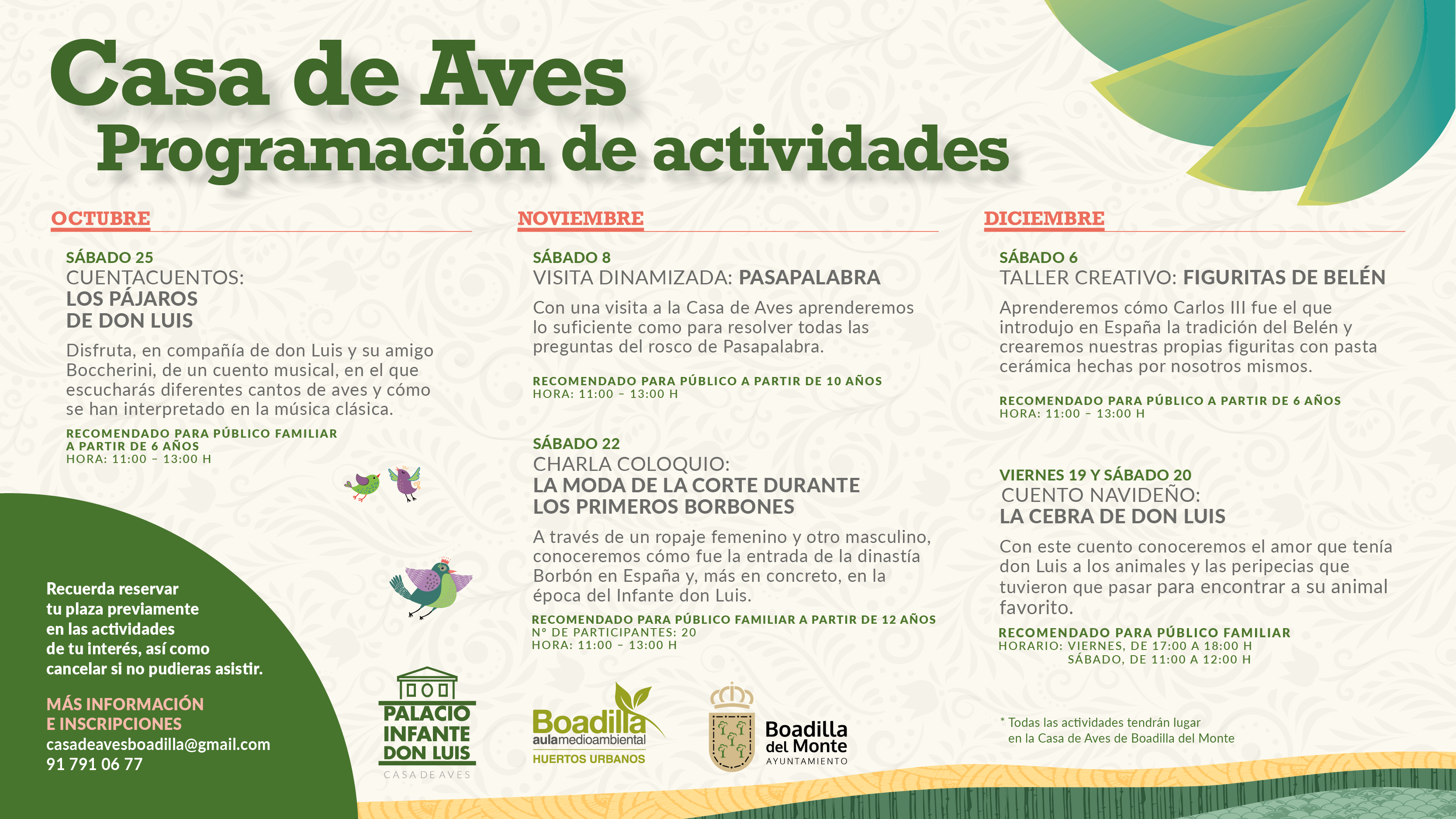 Texto Alternativo: La Casa de Aves ofrece este trimestre varias actividades destinadas a un público familiar