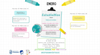 Texto Alternativo: Móstoles ofrece en enero talleres gratuitos para ayudar a los estudiantes en sus hábitos de estudio