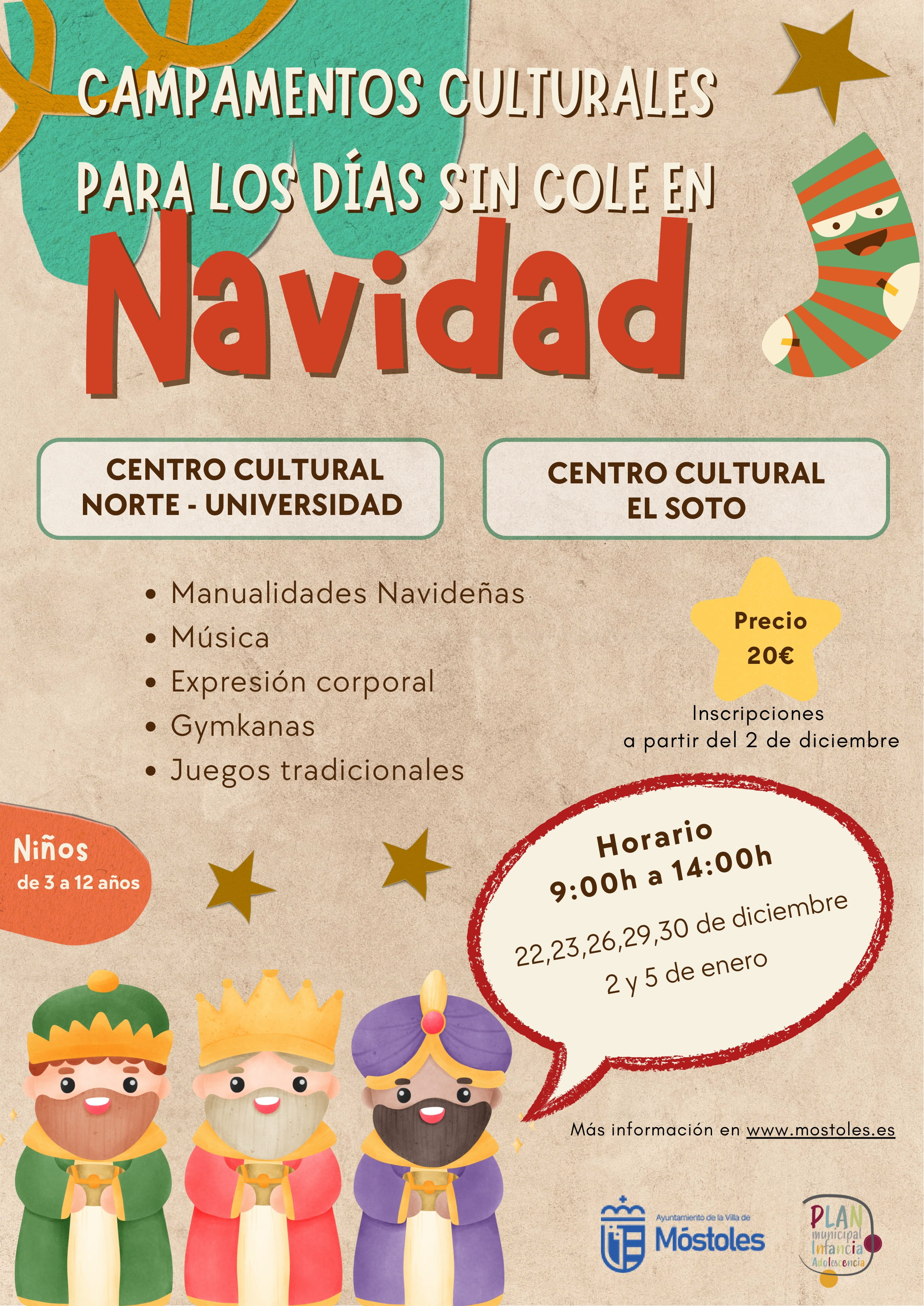 Texto Alternativo: La agenda cultural de Móstoles ofrece esta semana talleres infantiles, espectáculos familiares y actividades navideñas