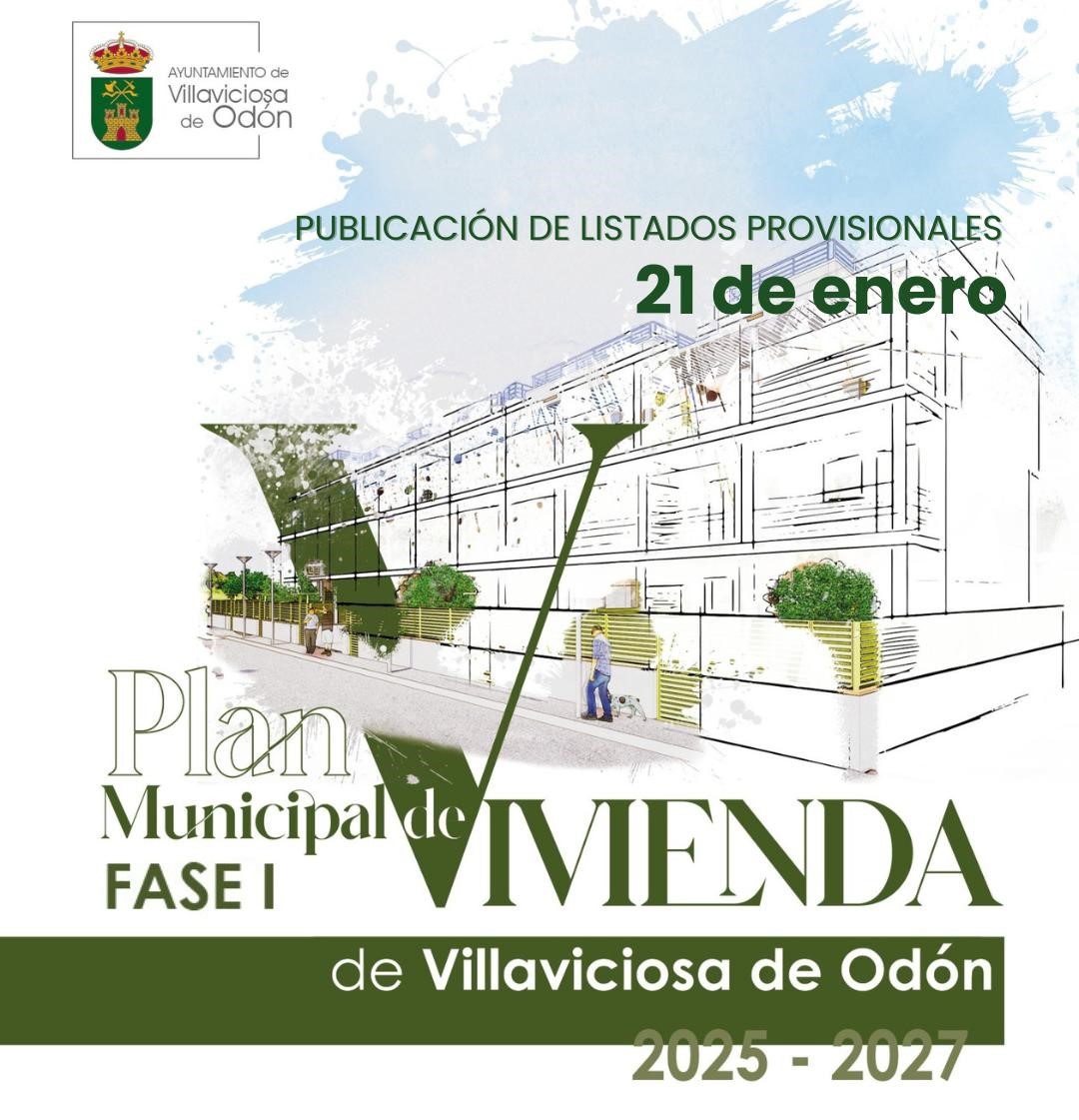 Texto Alternativo: El miércoles 21 de enero, a las 10:30 horas, se publicarán los listados provisionales de admitidos y excluidos de la primera fase del Plan de Vivienda Municipal