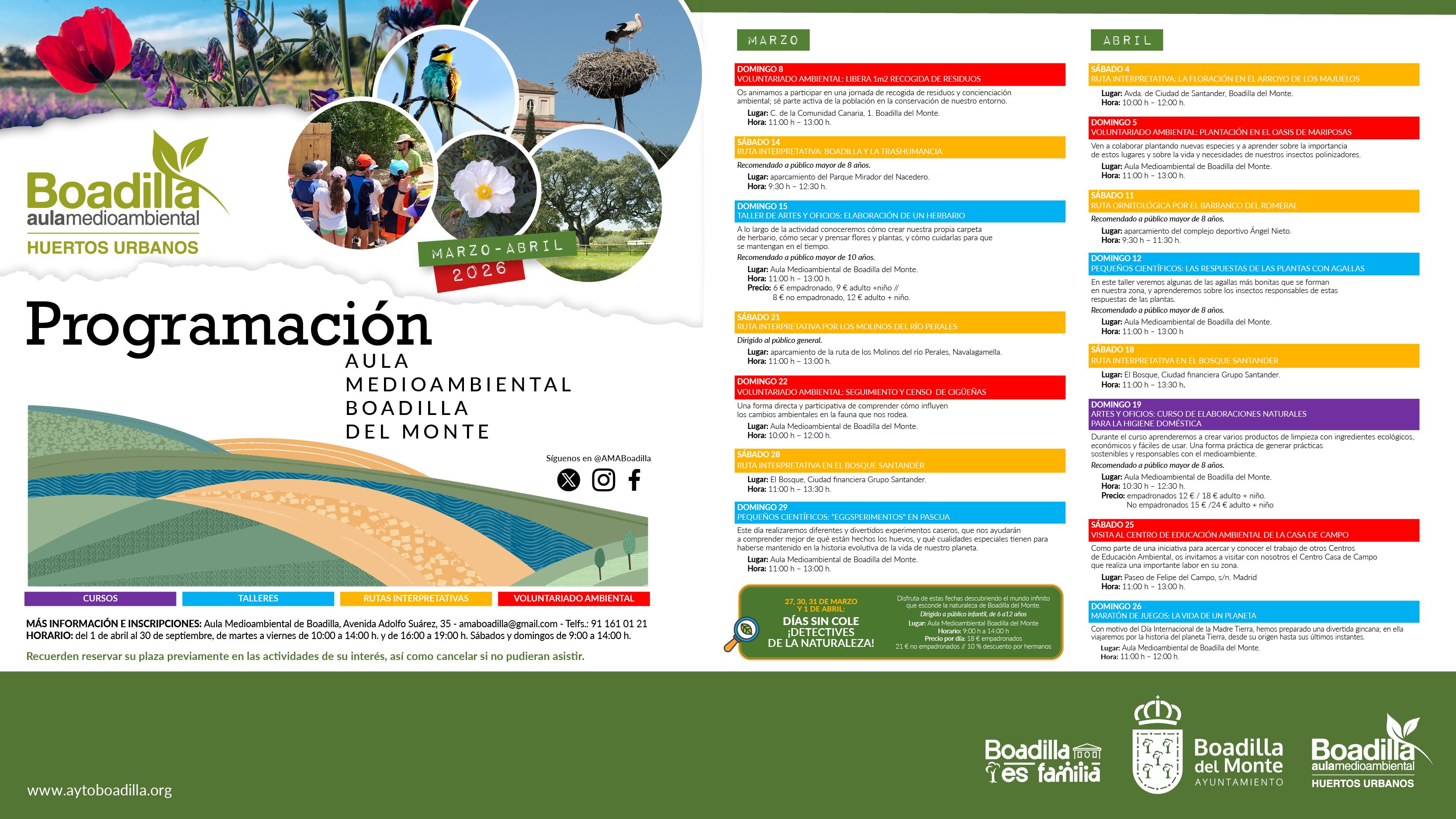 Texto Alternativo: El Aula Medioambiental ofrece una completa programación para marzo y abril