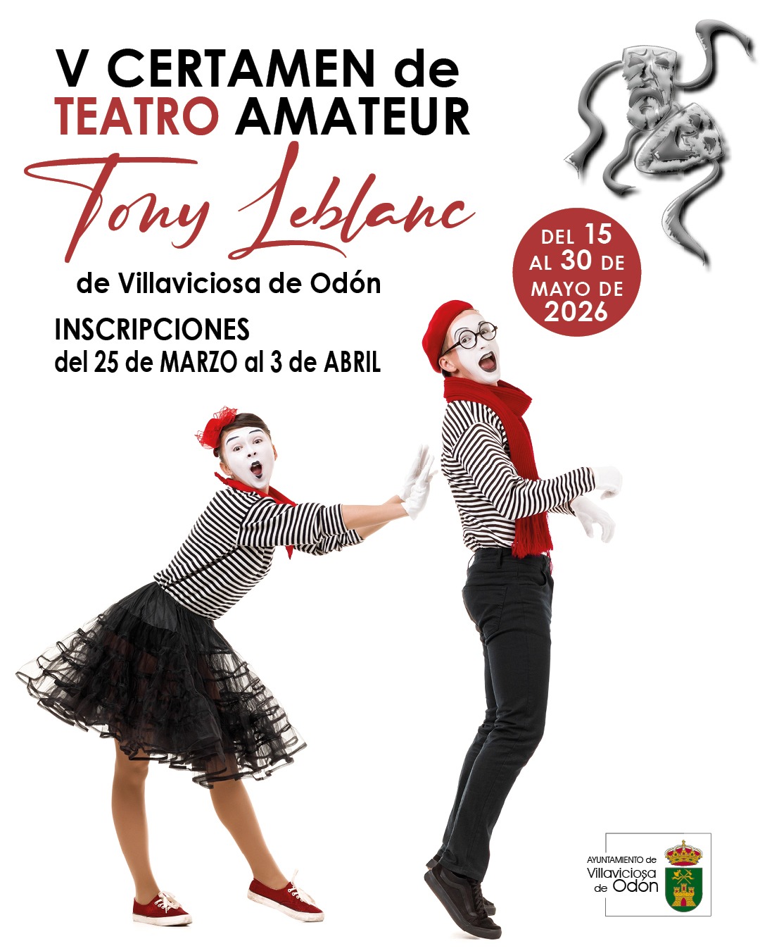Texto Alternativo: Villaviciosa de Odón abre el plazo para la inscripción de las compañías en la V edición del Certamen de Teatro Amateur Tony Leblanc
