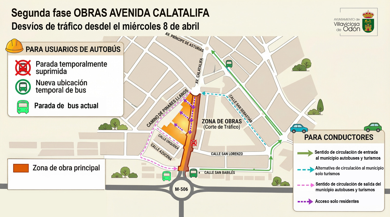 Texto Alternativo: El 8 de abril se inicia la segunda fase de las obras de renovación de la Avenida Calatalifa que supondrán desvíos al tráfico