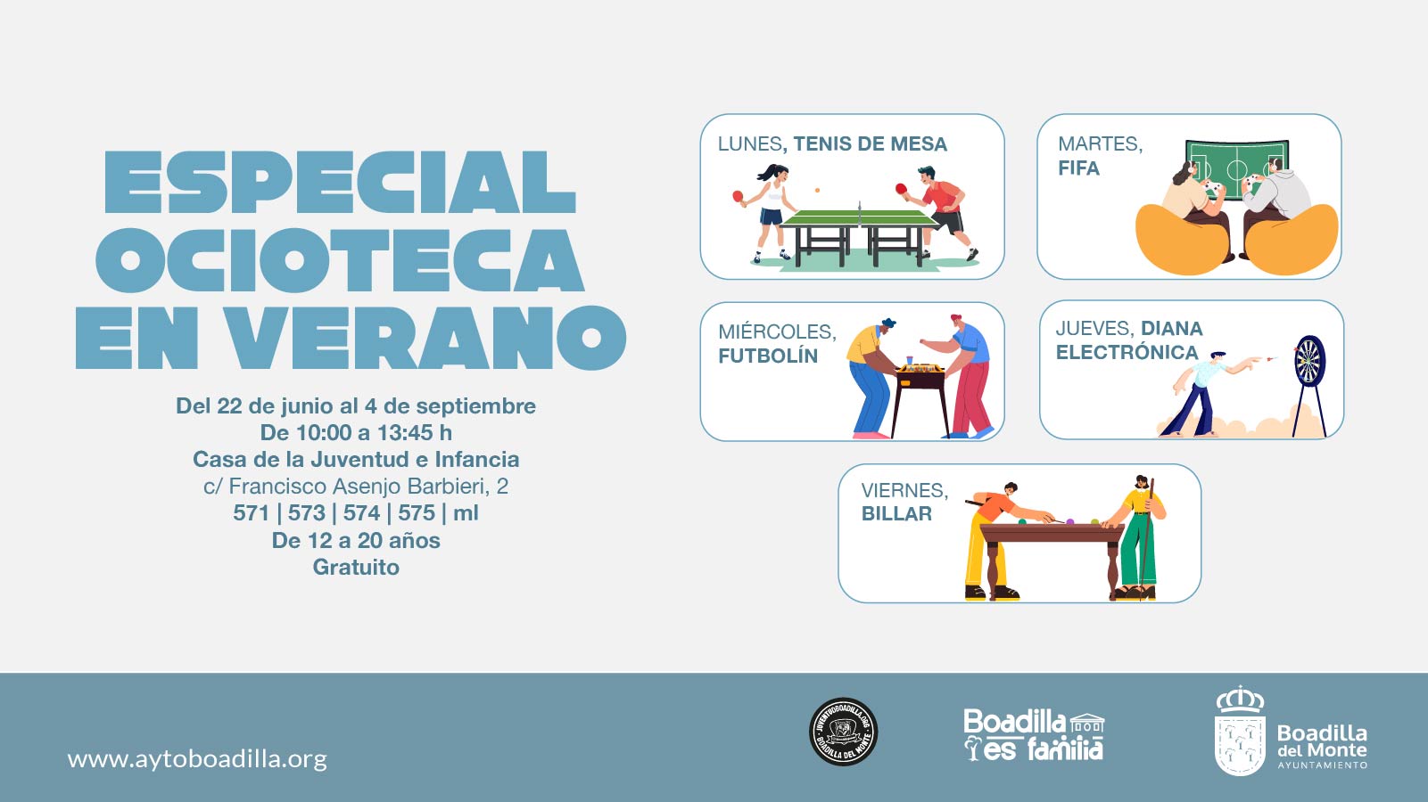 Texto Alternativo: La Casa de la Juventud ofrece hasta el 4 de septiembre una programación especial diaria en la Ocioteca